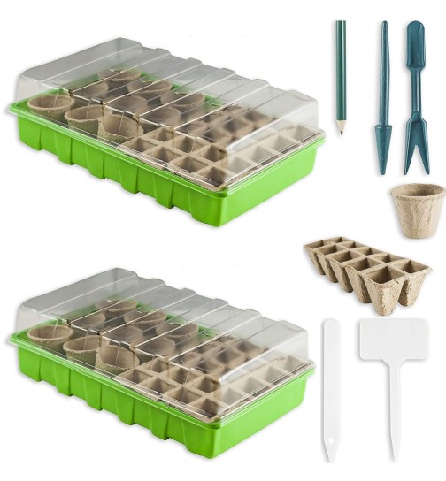 2 Gewächshaus Komplett Set Mini Zimmergewächshaus Anzucht Treibhaus Pflanzentopf