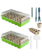 2 Gewächshaus Komplett Set Mini Zimmergewächshaus Anzucht Treibhaus Pflanzentopf