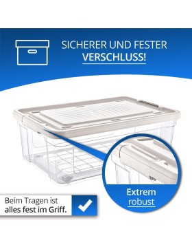 Aufbewahrungsbox Deckel Kunststoffbox Transparent Regalbox Lagerbox Stapelbox 5er Set 1,5 Liter