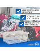 Aufbewahrungsbox Deckel Kunststoffbox Transparent Regalbox Lagerbox Stapelbox 5er Set 1,5 Liter