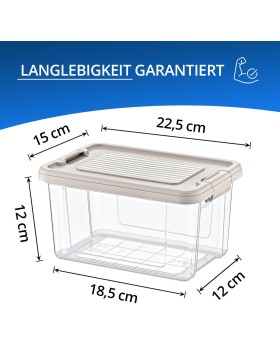 Aufbewahrungsbox Deckel Kunststoffbox Transparent Regalbox Lagerbox Stapelbox 5er Set 2,5 Liter