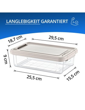 Aufbewahrungsbox Deckel Kunststoffbox Transparent Regalbox Lagerbox Stapelbox 5er Set 3,0 Liter