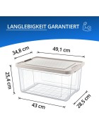 Aufbewahrungsbox Deckel Kunststoffbox Transparent Regalbox Lagerbox Stapelbox 3er Set 30 Liter