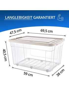 Aufbewahrungsbox Deckel Kunststoffbox Transparent Regalbox Lagerbox Stapelbox 3er Set 90 Liter