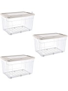 Aufbewahrungsbox Deckel Kunststoffbox Transparent Regalbox Lagerbox Stapelbox 3er Set 90 Liter