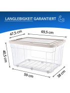 Aufbewahrungsbox Deckel Kunststoffbox Transparent Regalbox Lagerbox Stapelbox 3er Set 90 Liter