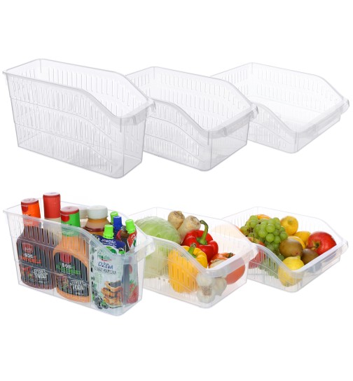 3er Set Kühlschrank Organizer Aufbewahrungs Box Korb Kiste Vorratsbehälter Küche