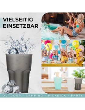 12er Set Trinkbecher 480 ml Kunststoff Cocktail Kinder Becher Glas BPA-frei bunt