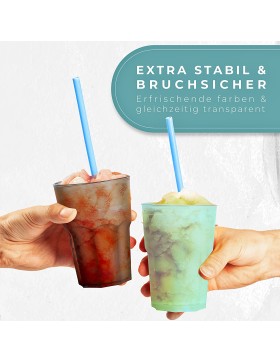 12er Set Trinkbecher 480 ml Kunststoff Cocktail Kinder Becher Glas BPA-frei bunt