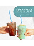 12er Set Trinkbecher 480 ml Kunststoff Cocktail Kinder Becher Glas BPA-frei bunt