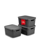 3er Set Aufbewahrungskorb mit Deckel Box Kiste Regalkorb Organizer Ordnungsbox