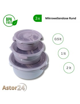 Mikrowellen Topfset 3 tlg. rund