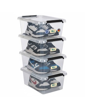 Aufbewahrungsbox mit Deckel 4er Set Kunststoffbox Stapelbox Lagerbox Regalbox 4er Set 12,5 Liter