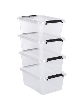 Aufbewahrungsbox mit Deckel 4er Set Kunststoffbox Stapelbox Lagerbox Regalbox 4er Set 12,5 Liter