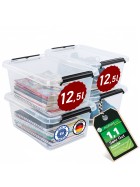 Aufbewahrungsbox mit Deckel 4er Set Kunststoffbox Stapelbox Lagerbox Regalbox 4er Set 12,5 Liter