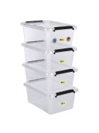 Aufbewahrungsbox mit Deckel 4er Set Kunststoffbox Stapelbox Lagerbox Regalbox 4er Set 12,5 Liter