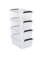 Aufbewahrungsbox mit Deckel 4er Set Kunststoffbox Stapelbox Lagerbox Regalbox 4er Set 12,5 Liter