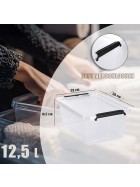 Aufbewahrungsbox mit Deckel 4er Set Kunststoffbox Stapelbox Lagerbox Regalbox 4er Set 12,5 Liter