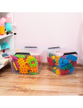 Aufbewahrungsbox mit Deckel 4er Set Kunststoffbox Stapelbox Lagerbox Regalbox 4er Set 19 Liter