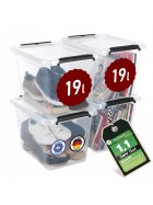 Aufbewahrungsbox mit Deckel 4er Set Kunststoffbox Stapelbox Lagerbox Regalbox 4er Set 19 Liter