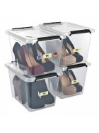 Aufbewahrungsbox mit Deckel 4er Set Kunststoffbox Stapelbox Lagerbox Regalbox 4er Set 19 Liter