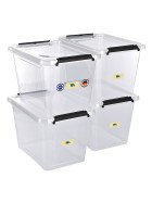 Aufbewahrungsbox mit Deckel 4er Set Kunststoffbox Stapelbox Lagerbox Regalbox 4er Set 19 Liter
