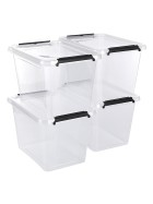 Aufbewahrungsbox mit Deckel 4er Set Kunststoffbox Stapelbox Lagerbox Regalbox 4er Set 19 Liter