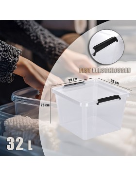 Aufbewahrungsbox mit Deckel 4er Set Kunststoffbox Stapelbox Lagerbox Regalbox 4er Set 32 Liter