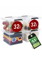 Aufbewahrungsbox mit Deckel 4er Set Kunststoffbox Stapelbox Lagerbox Regalbox 4er Set 32 Liter