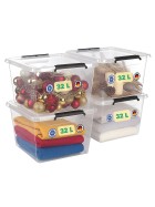 Aufbewahrungsbox mit Deckel 4er Set Kunststoffbox Stapelbox Lagerbox Regalbox 4er Set 32 Liter