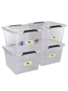 Aufbewahrungsbox mit Deckel 4er Set Kunststoffbox Stapelbox Lagerbox Regalbox 4er Set 32 Liter