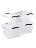 Aufbewahrungsbox mit Deckel 4er Set Kunststoffbox Stapelbox Lagerbox Regalbox 4er Set 32 Liter