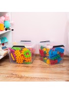 Aufbewahrungsbox mit Deckel 4er Set Kunststoffbox Stapelbox Lagerbox Regalbox 4er Set 32 Liter