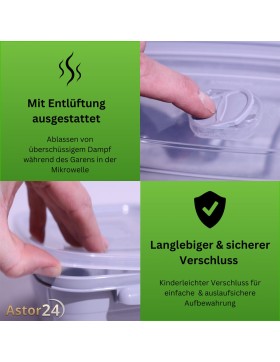 Mikrowellentopf mit Deckel 3er Set Mikrowellen Topf...