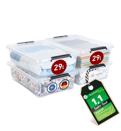 Aufbewahrungsbox mit Deckel Unterbettbox mit Rollen 4er Set Bett Box