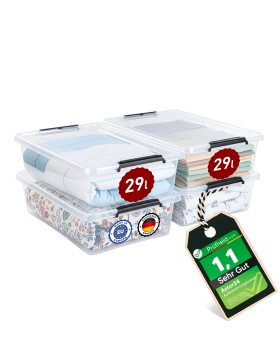Aufbewahrungsbox mit Deckel Unterbettbox mit Rollen 4er...