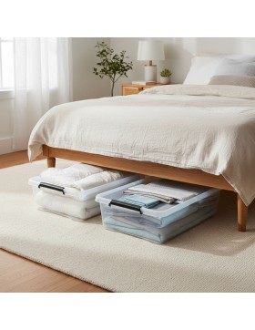 Aufbewahrungsbox mit Deckel Unterbettbox mit Rollen 4er Set Bett Box