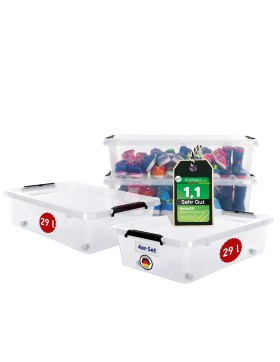 Aufbewahrungsbox mit Deckel Unterbettbox mit Rollen 4er...