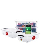 Aufbewahrungsbox mit Deckel Unterbettbox mit Rollen 4er Set Spielzeugkiste Box